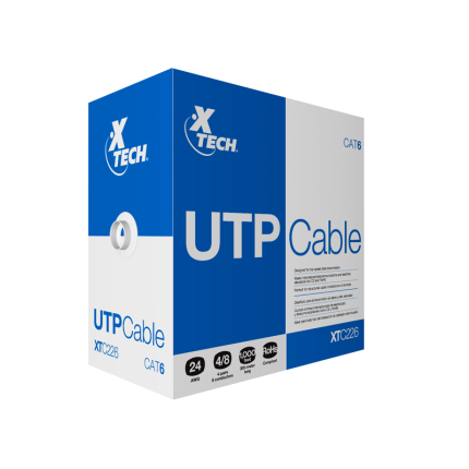 Xtech XTC-226 Bobina de Cable UTP RJ-45 4 Pares Cat6 1000ft / 305m - Gris - AC003XTK03