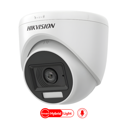 Hikvision Cámara Tipo Domo 2MP / Lente fijo IR 20M / 2.8mm / Smart Hybrid Light Con Audio