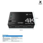 Xtech Switch HDMI de 5 Puertos, 4K UHD, Control Remoto, Plug and Play, 5 Entradas y 1 Salida - AB005XTK33 - Imagen 5