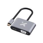 Xtech Adaptador Multipuerto USB-C a HDMI y VGA, 4K 30Hz, Full HD 1080p, Plug and Play, Aluminio - AB005XTK31
