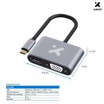 Xtech Adaptador Multipuerto USB-C a HDMI y VGA, 4K 30Hz, Full HD 1080p, Plug and Play, Aluminio - AB005XTK31 - Imagen 5