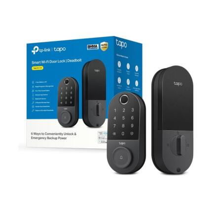 Tp-Link Tapo Cerrojo Inteligente por Wi-Fi para Puertas con Reconocimiento de Huella Dactilar y Pantalla Táctil - Negro