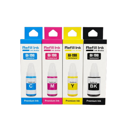 Refill Ink Kit de 4 Tintas GI-190 de Colores 70ML para Canon Series G