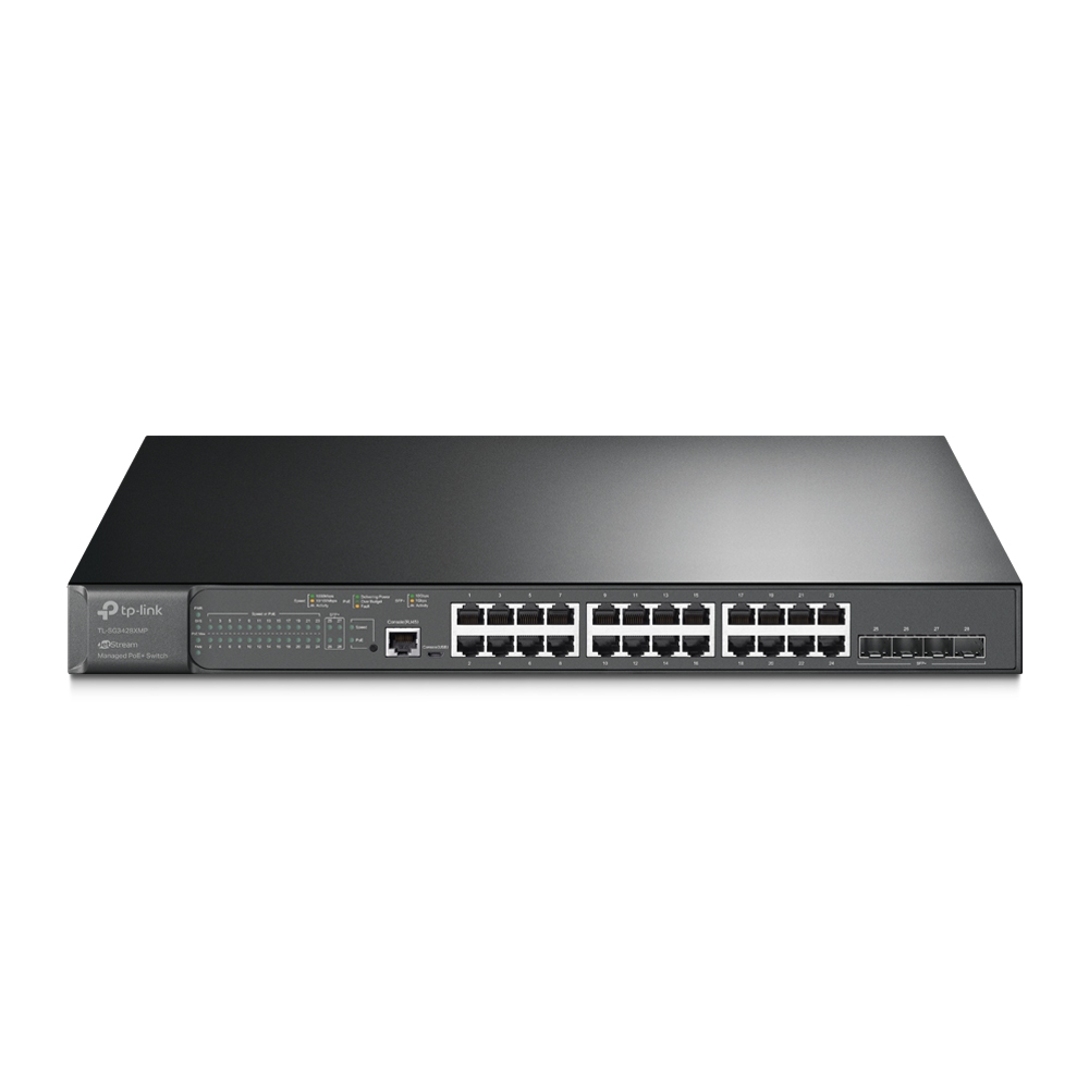 SG3428XMP-1 TP-Link SG3428XMP JetStream Switch Administrable L2+ de 24 Puertos Gigabit PoE+ y 4 Puertos 10GE SFP+, 384W - NW006TPL12 - Imagen 1