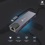 Xtech XTC-572 Adaptador Multipuerto USB-C 5 en 1 con HDMI 4K, Ethernet Gigabit, 2x USB 3.0 y Power Delivery 100W – Hub USB-C de Aluminio Plug & Play para Laptop y Móvil - AB005XTK34 - Imagen 7